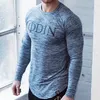 Nowy projekt Męskie koszulki z literami Drukowane dorywczo siłownie Fitness Trening Długie Rękawy Tees Summer Male Tops Odzież