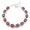 Luckyshin 6st / lot Shiny Oval Red Garnet Gems 925 Sterling Silver Plated Chain Armband Ryssland Australien USA Armband Brud Smycken 8 '