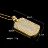 Fashion-Gold Silver Bling Dog Tag Armée Carte Collier Chaîne Plein Glacé Diamant Hip Hop Rappeur Cubain Chaînes Bijoux Cadeau pour Hommes et Femmes