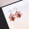 Orecchini pendenti con gancio per orecchio di perle in stile cinese Orecchini pendenti con zirconi di cristallo rosso moda Lampadario pendente Gioielli vintage da donna per la festa di nozze