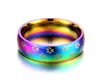 Colorful Rainbow Small Paw Print Finger Ring for Couple Promise Engagement 6mm Lover's Wedding Rings Lesbian Gay Jewelry181W