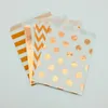 100 st 5 x 7 tum Kraft papperspåsar folie rosguld färgglada orange kricka svartrosa polka prickar ränder chevron godis buffé bag1405569