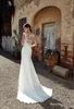 Scoop Neck Satin Mermaid Böhmen Bröllopsklänningar 2019 Cap Sleeves Tulle Lace Applique Plus Storlek Bröllop Bröllopklänningar Robes de Mariée