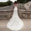 Vintage Meerjungfrau Hochzeitskleid in voller Länge U-Ausschnitt Brautkleid Sexy Flügelärmel 2019 Brautkleid Sweep Zug