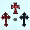 Cross Iron On Patch Embroidered Red Gothic Motorcycle Biker Vest Emblem