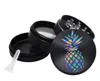 Aluminum Alloy Smoke Grinder with 50mm Diameter Four-layer Metal with Colorful Pineapple Patterns