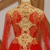 Eleganckie wieczorne sukienki formalne 2018 Red Tiuls Sukienki z pracy z opakowaniem niestandardowe szaty de demoiselle D039Honneur Sweep Szyfrowanie D9192265