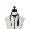 Sexy Darkness Style Necklace Metal Chain Choker Punk PU Leather Collar Unisex Flirting Role Play Neck Belt Exotic Bondage Leash271u