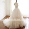 2019 volants robes de bal robes de mariée plis appliques spaghetti Criss Cross sangle dos nu jupe à plusieurs niveaux robes de mariée robe de soirée de mariage