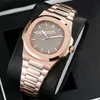 Hot Selling Luxury Men Watch Högkvalitativ Automatisk Mekanisk Klocka Rose Gold Rostfritt Stålband Nautilus Mens Klockor