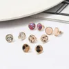 Mini Natural Stone Stud Earrings Round Leopard Print Woven Studs for Women Jewelry gift High Quality