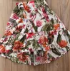 mignon 2pcs enfants bébé fille de concepteur vêtements de vêtements à volant enroulée de la poitrine enveloppée + floral jupe tenue de vêtements d'été