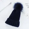 3 Farbe Unisex Mode Winter Gestrickte Erbsen Label Winter Gestrickte Wolle Hut Haar Ball Unisex Falten Casual Hut Designer Hut