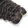 VMAE Peruansk hårkuttare justerat naturligt svart fullt huvud virgin 120g 140g 160g kund anpassad kinky lockig klipp i hårförlängningar