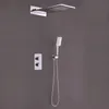 Chrome Color Bathroom Thermostatic Control Shower Faucet Set Wall Mounted Big Waterfall Rain Shower Head Brass Material