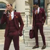 Excellent Tuxedos De Marié Bordeaux Revers Encoché Groomsman Mariage Costume 3 Pièces Populaire Hommes D'affaires Veste De Bal Blazer (Veste + Pantalon + Cravate + Gilet) 6