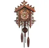 1pc rotro Vintage Wall Clock Hanging Handcraft Wooden Cuckoo Clock Clock Style House Clocks لغرفة المعيشة Decoration4003995