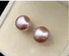 Affascinante coppia di orecchini a bottone con perle lavanda dei Mari del Sud da 9-10 mm in argento 925