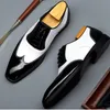 Plus Size 48 Patent Leather Men's Handmade Bridal Oxfords Square Toe Laces Man Formal Dress Derby Wingtip Brogues Shoes BQL264