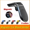 L Typ Magnetic Car Phone Holder Air Vent Clip Phone Stand Mount för iPhone Samsung Huawei GPS Universal med detaljhandelspaket 5 färger