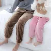 아이 겨울 바지 양털 플란넬 바지 소년 두꺼운 긴 바지 여자 따뜻한 솔리드 바지 홈 loungewear 수면 바지 부티크 의류 YP7