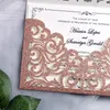 2020ゴージャスなローズゴールドグリッターレーザーカット招待状の招待状のカードのためのカード結婚式のブライダルシャワー婚約誕生日卒業招待状