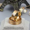 Unieke Alliantie Anel Ouro Titanium Promise Bruiloft Paar Ringen voor Mannen en Vrouwen Goud Kleur Engagement Sieraden Party Gift VR325