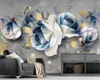 3D impressão digital papel de parede alívio estéreo rosa europeu retrô tv fundo decoração parede pintura wallcovering