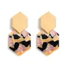 Acrylic Resin Dangle Earrings Hexagonal diamond metal geometric stud for Women Boho Jewelry Sister Friends Mom