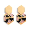 Boucles d'oreilles pendantes en résine acrylique clou géométrique en métal diamant hexagonal pour femmes bijoux Boho soeur amis maman