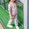 Baby Girls Clothes Toddler Kids T-shirt Pants Outfit Sets Cute Tracksuit Long Sleeves with Gold Velvet Tops Trousers Sport Hot