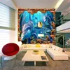 Espaço 3D Ocean World em Falso Brick Wall Papel de parede para celular de Wallpaper para Kids 'Sala de estar Hotel Baby Infant Natatorium Wall Decor