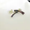 NEW Fashion rainbow CZ Diamond Stud Earrings Original Box set for Pandora 925 Sterling Silver Color Crystal Women Earring