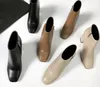 Sıcak Satış-Avrupa Moda Yeni Stil Kare Toes Kısa Ayakkabı Popüler Kadın Çizmeler Yan Fermuar Yüksek Topuk Çizmeler Martin Çizmeler Kadın Ayakkabı Gelgit