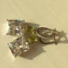 Moda - Cut Cyrkonia English Lock Kolczyki Pierścień Dla Kobiet Party Biżuteria Złoty Kolor Zielony Kryształ Brincos Aneis Mujer