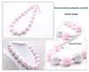 baby girls chunky bubblegum necklace diy pink & silver handmade beads necklace choker jewelry for children birthday gift