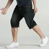 Mens Plus Size 44 46 48 بنطلون جينز سراويل تمتد من القطن الأسود غير الرسمي الدنيم القصيرة جان لسروال الذكور