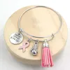 Nyankomst Bröstcancermedvetenhet Armband Rosa Band Fighting Box Handske Berlocker Justerbar Wire Armband Armband för kvinnor flickor