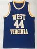 Üniversite Basketbol Üniversitesi Batı Virginia Mountainers Vintage Jerry 44 Batı Formalar Altın Mor Gerileme Jersey Sarı Dikişli S-5XL