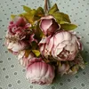 13 BranchBouquet Fleurs artificielles Pivoine Vivid flores artificiales Fausse Soie Rose Mariée Mariage décor couronne glande maison 3303547