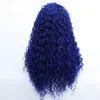 Wigs Wholesale Deep Curly Lace Front Wig blue Hair Heat Resistant Fibers Synthetic Lace Front Wig Glueless Half Hand Tied for All Women