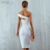 Adyce bodycon bandage klänning vestidos verano 2018 sommar kvinnor sexig elegant vit svart en axel midi kändis fest klänningar