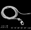 1mm 925 Sterling Silver Smooth Snake Chains Kvinnor Halsband Smycken Snake Kedjan Storlek 16 18 20 22 24 28 28 30 tums GB1186