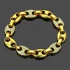 11 mm Coffee Beans Link Chain Hip Hop Goldsilver Link Fashion Rhinestone Punk Bracelet Charms Men Women Sieraden Gift 21cm1995107