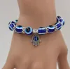 S204 Blue Evil Eye Hamsa Hand Fatima Palm Beads 여성용 비드 체인 빈티지 보석 여성 탄성 팔찌