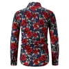 Hawaiian Beach Summer Shirt New Men's Long Sleeve Casual Shirt Fashion Rose Flower 3D Printed Floral Turn-Down Collar Sli