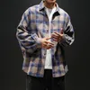 Mens Plaid Flanel Shirts Hip Hop Mannen Shirt Lange Mouw Streetwear Jas Losse Casual Shirt 5XL Plus Size Kleding