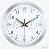 25cm Metal Shell 3 in 1 Indoor Hyprometer Thermometer Wall Clock with luminous fucntion