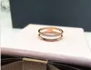 Dubbelskikt Ring med diamanter för kvinnor 18k Rose Gold Ring Enkla smycken