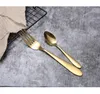 골드 칼 붙이 숟가락 포크 나이프 차 숟가락 Flatware 매트 스테인레스 스틸 식품 식기 식기류기구 ePacket